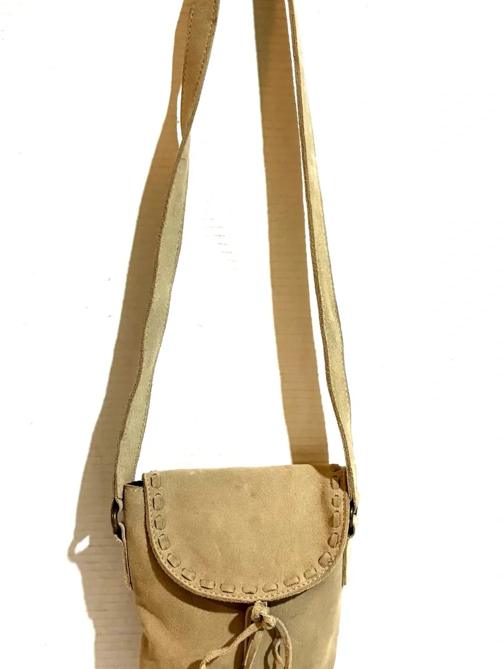 Alternative Suede Crossbody Bag in Tan